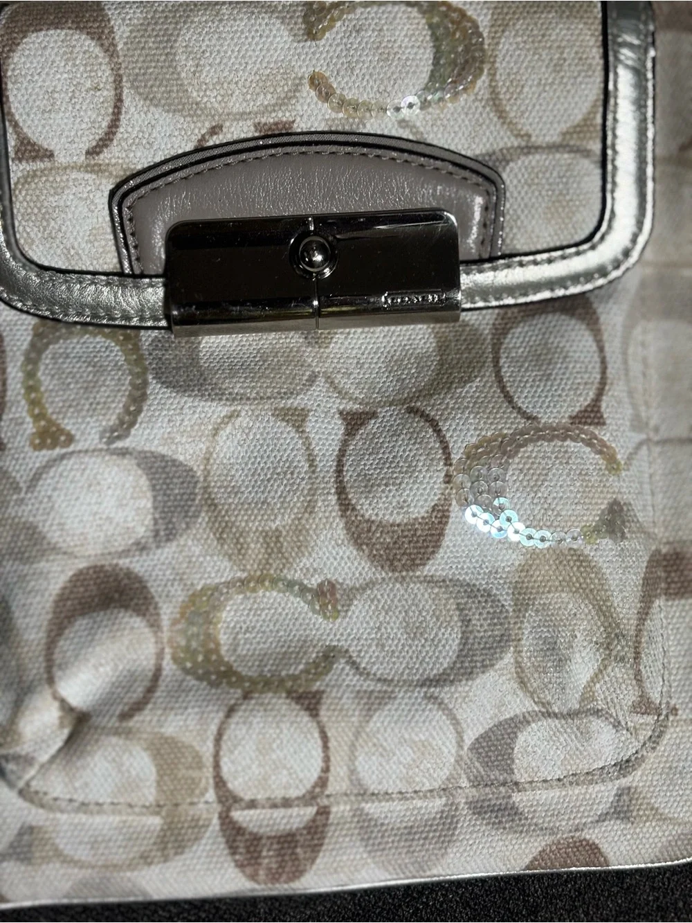 Coach Kristin Swing Bag  Crossbody Sequin Signature white  Brown